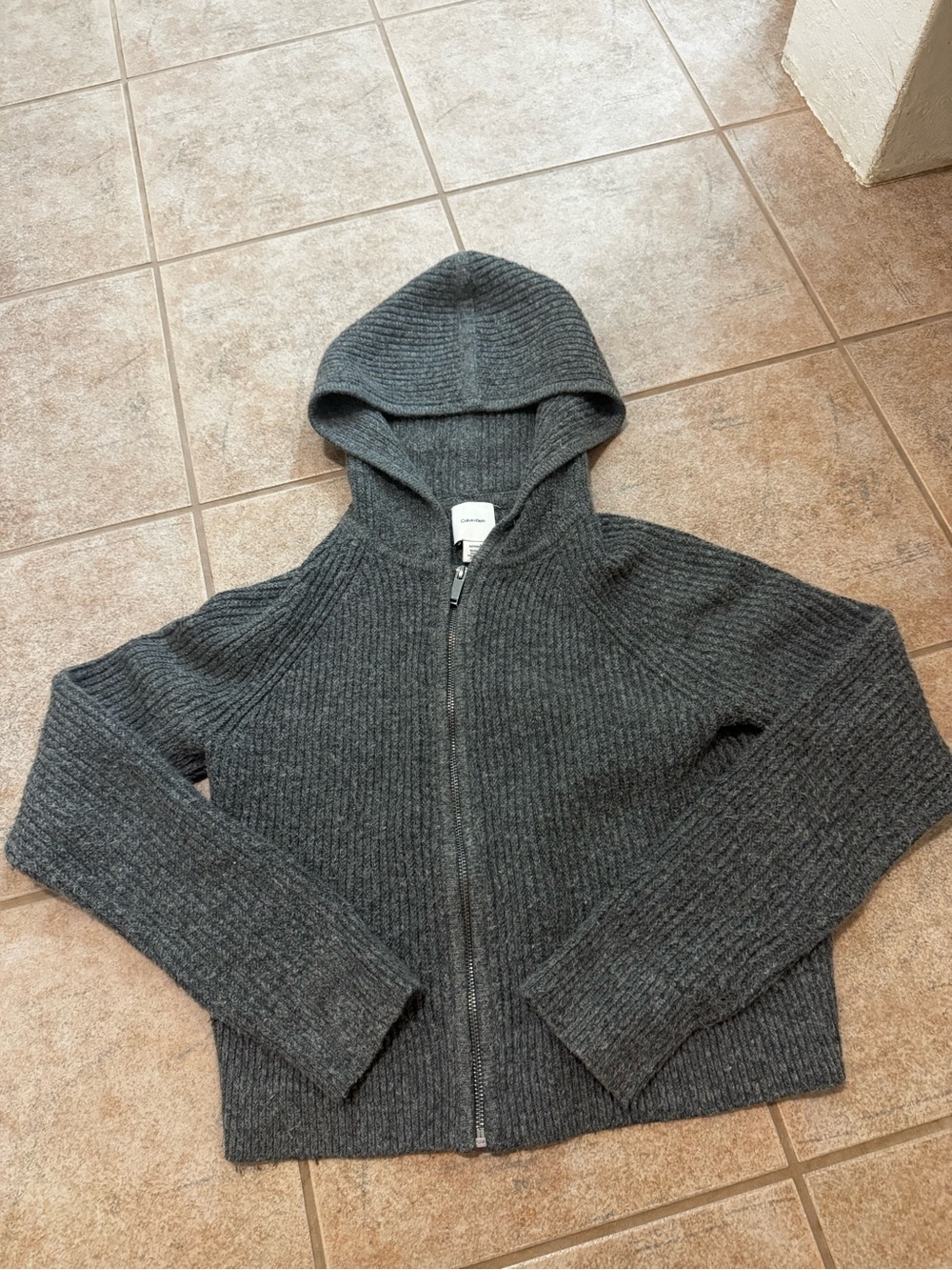Calvin Klein Dark Charcoal Zip-Up Hooded Sweater
